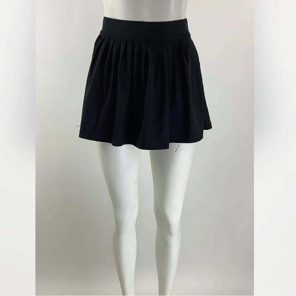 Kate Spade Sz S Pleated Swim Cover Up Skirt Black Nylon Spandex Ultra Mini